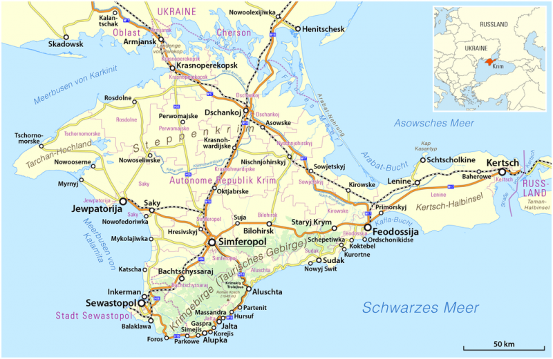 Karte der Krim - © Maximilian Dörrbecker (Chumwa) - Creative-Commons-Lizenz CC BY-SA 2.0